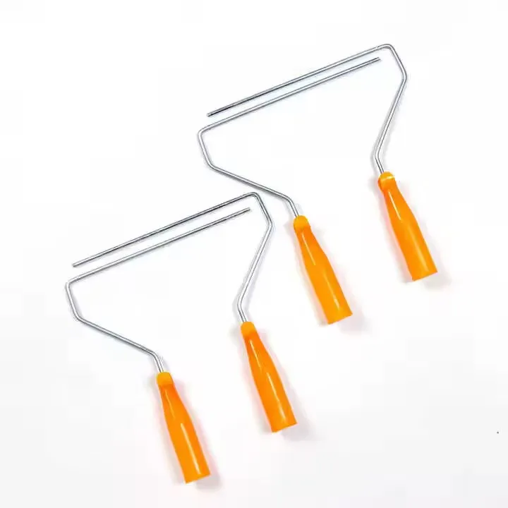 Steel roller brush brackets with orange handles for paint roller assembly